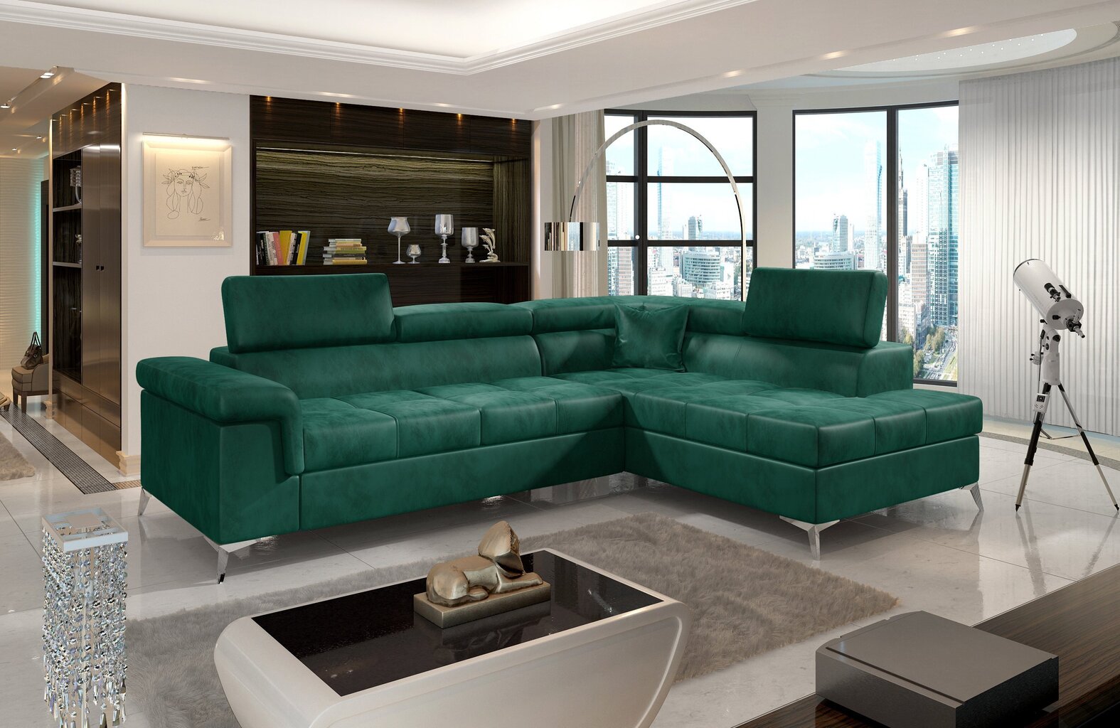 Stūra dīvāns Eridano, zaļš cena un informācija | Stūra dīvāni | 220.lv