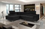 Stūra dīvāns Eridano, melnās krāsas gobelēns