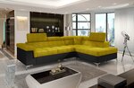 Stūra dīvāns Eridano, dzeltens/melns