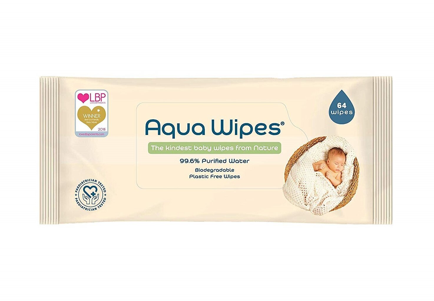 Aqua Wipes mitrās salvetes, 64 gab. cena un informācija | Mitrās salvetes, vienreizlietojamie paladziņi | 220.lv