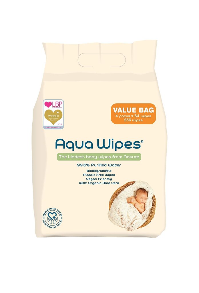 Aqua Wipes mitrās salvetes, 4x64 gab. cena un informācija | Mitrās salvetes, vienreizlietojamie paladziņi | 220.lv