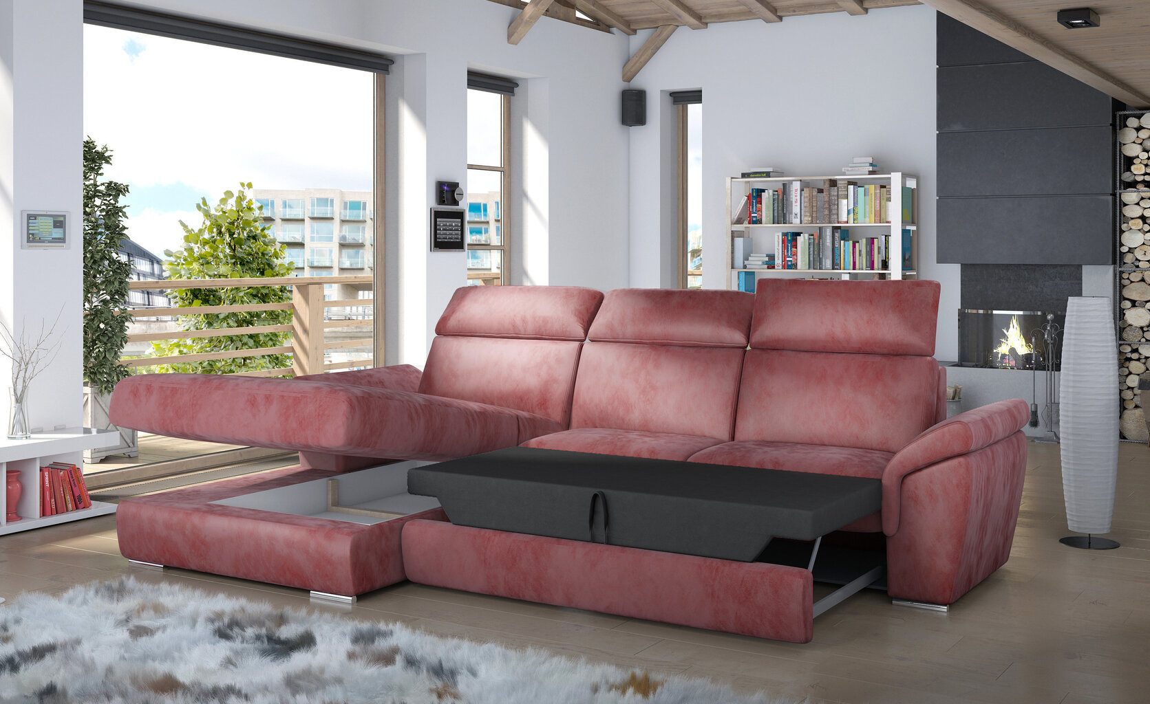 Stūra dīvāns Trevisco, tumši brūns/brūns цена и информация | Stūra dīvāni | 220.lv