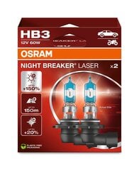 Автомобильные лампочки Osram Night Breaker Laser (Next Generation) HB3/9005, 2шт цена и информация | Автомобильные лампочки | 220.lv