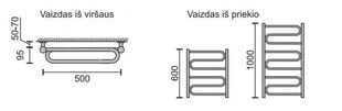 Dvieļu žāvētājs Rosela W, 500x1000 mm, 490W цена и информация | Радиаторы для ванной | 220.lv