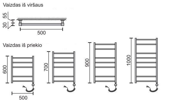 Elektriskais dvieļu žāvētājs Rosela Kantata ar sildīšanas elementu, 500x700 mm, 200W cena un informācija | Dvieļu žāvētāji | 220.lv