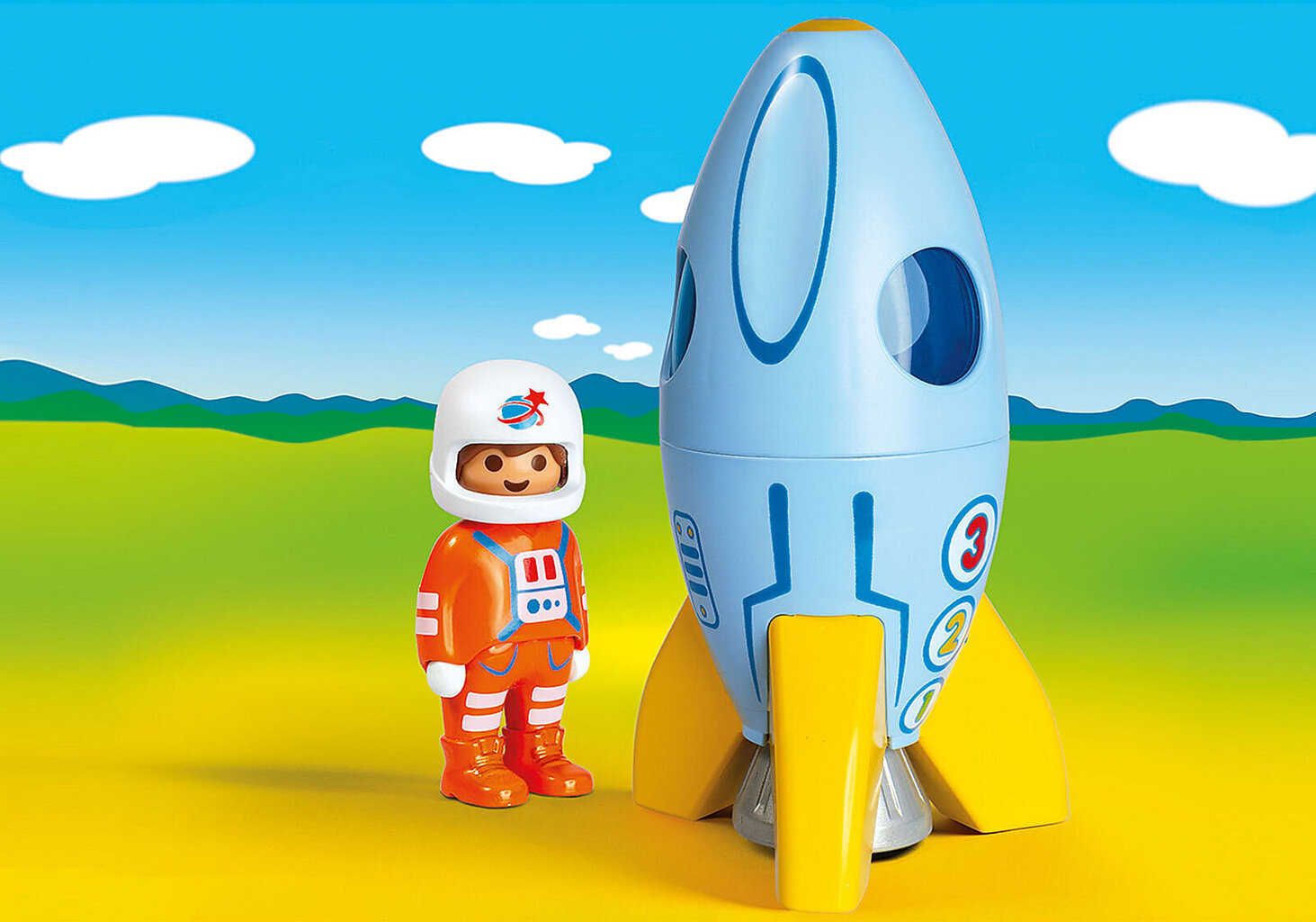 70186 PLAYMOBIL® 1.2.3., Astronauts ar raķeti cena un informācija | Konstruktori | 220.lv