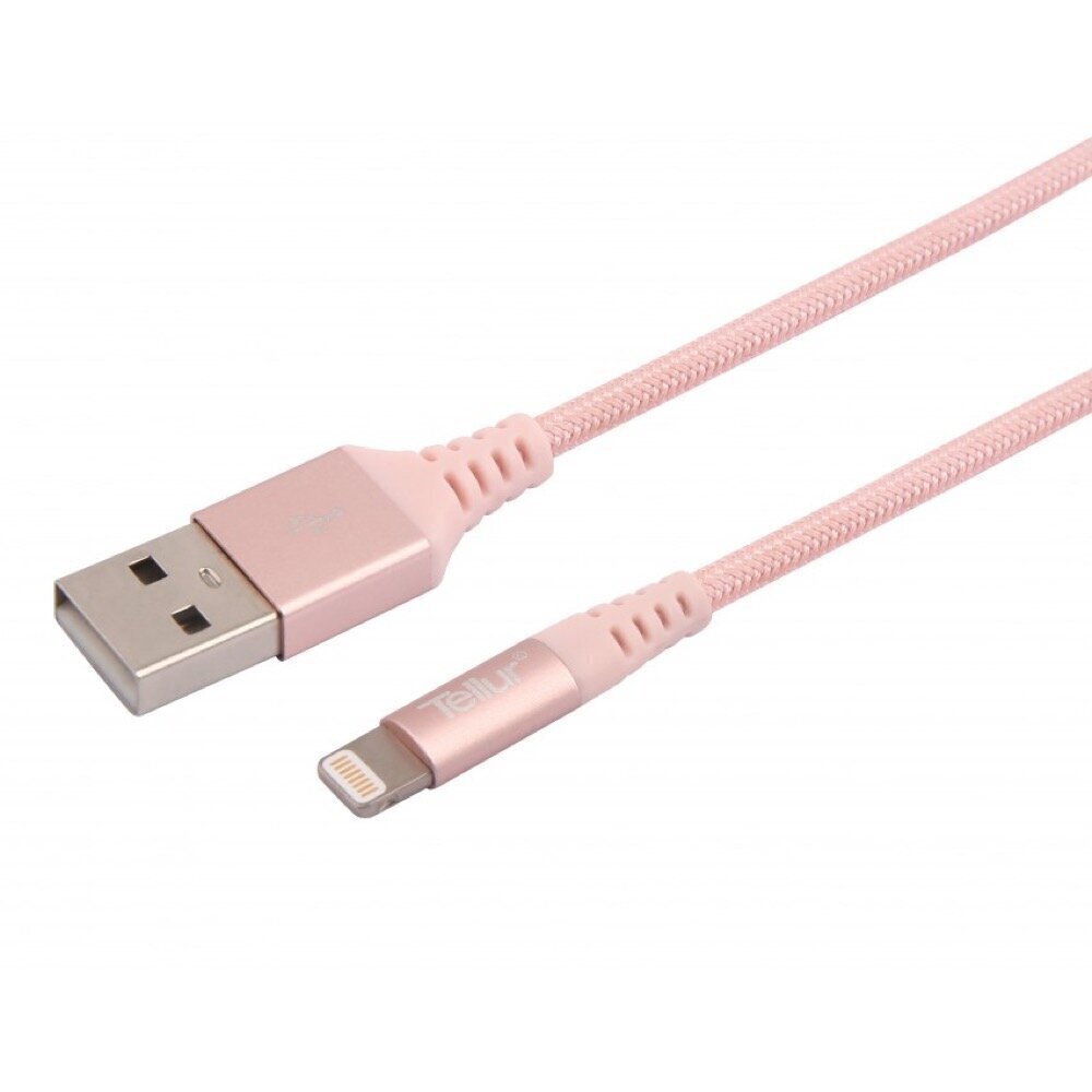 Tellur Data cable, Apple MFI Certified, USB to Lightning, made with Kevlar, 2.4A, 1m rose gold цена и информация | Savienotājkabeļi | 220.lv