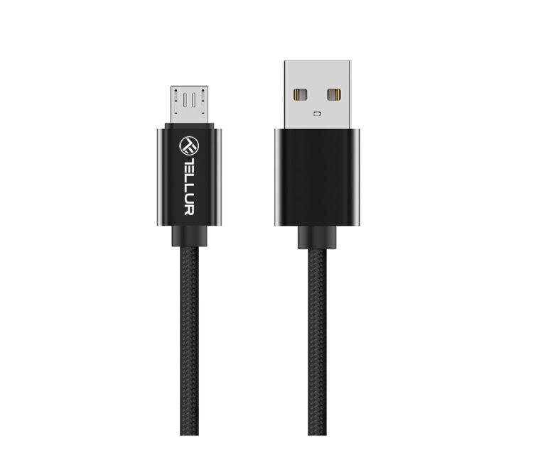 Tellur Data cable, USB to Micro USB, Nylon Braided, 1m - Black цена и информация | Savienotājkabeļi | 220.lv