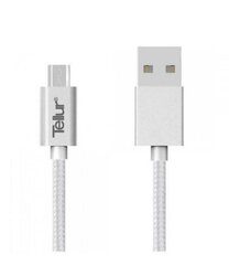 Tellur Data cable, USB to Micro USB, Nylon Braided, 1m - Silver цена и информация | Кабели для телефонов | 220.lv