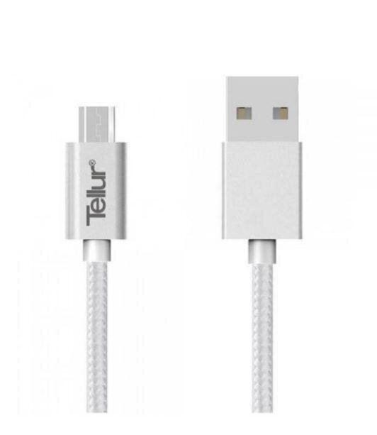 Tellur Data cable, USB to Micro USB, Nylon Braided, 1m - Silver cena un informācija | Savienotājkabeļi | 220.lv