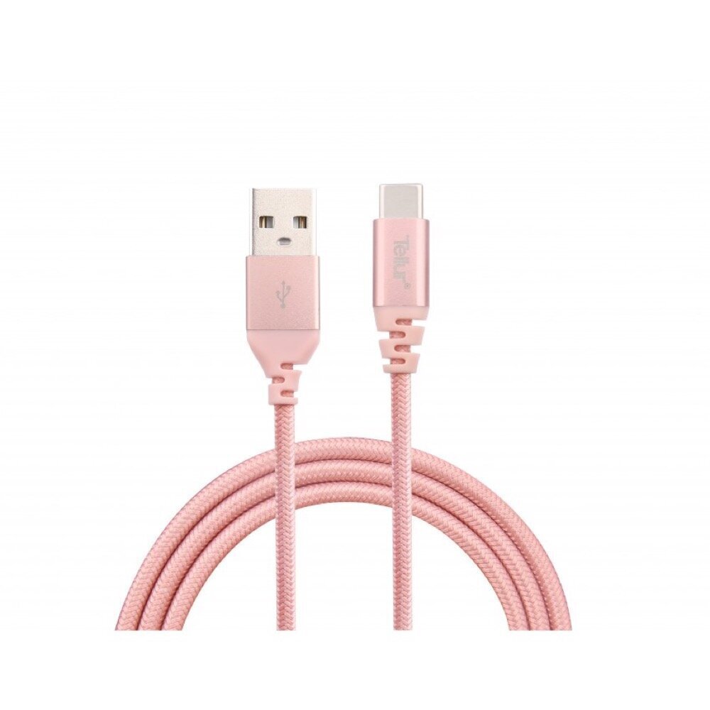 Tellur Data cable, USB to Type-C, made with Kevlar, 3A, 1m rose gold cena un informācija | Savienotājkabeļi | 220.lv