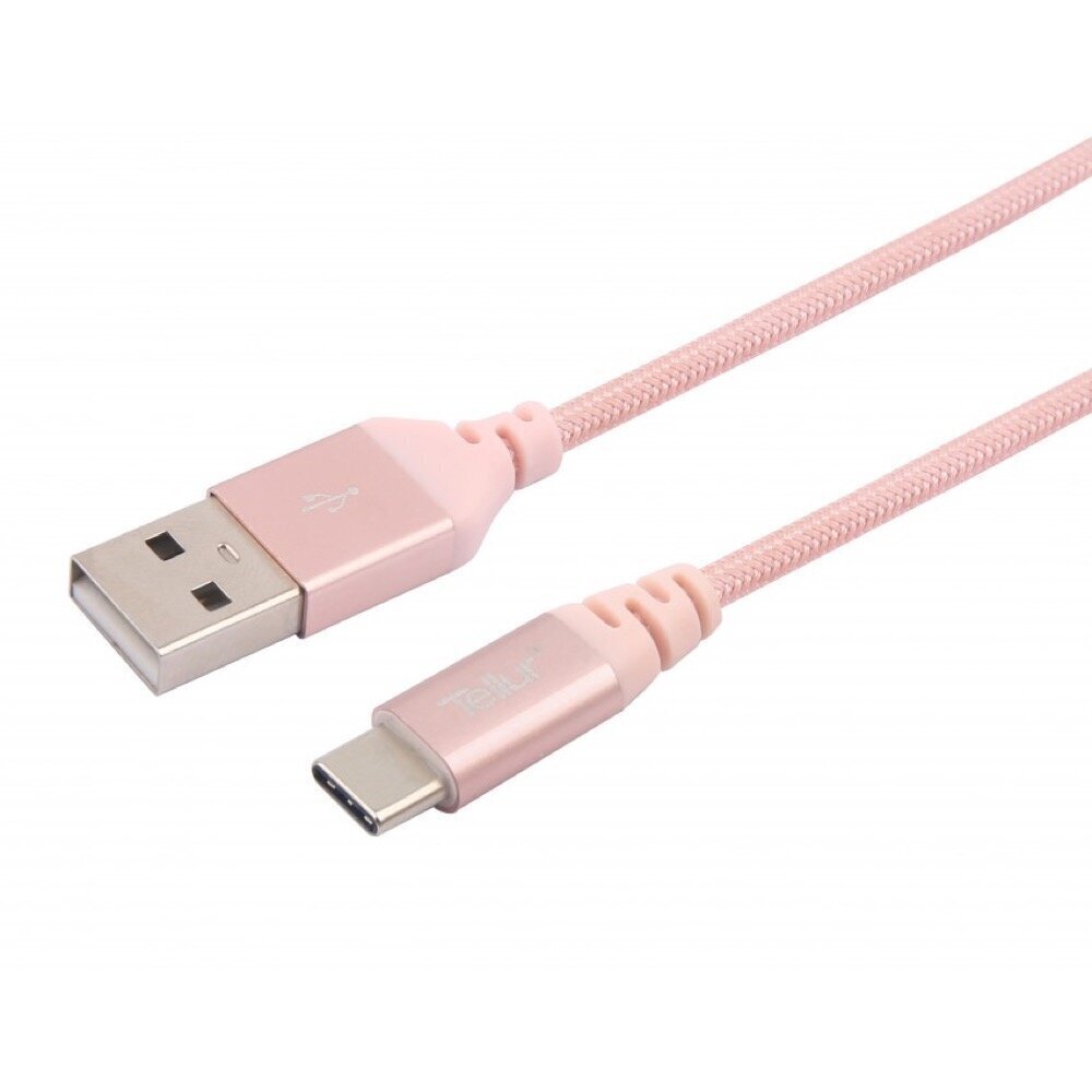 Tellur Data cable, USB to Type-C, made with Kevlar, 3A, 1m rose gold cena un informācija | Savienotājkabeļi | 220.lv