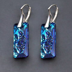Серебряные серьги "Растущий Кристалл II (Bermuda Blue)" с кристаллами Swarovski™ цена и информация | Серьги | 220.lv