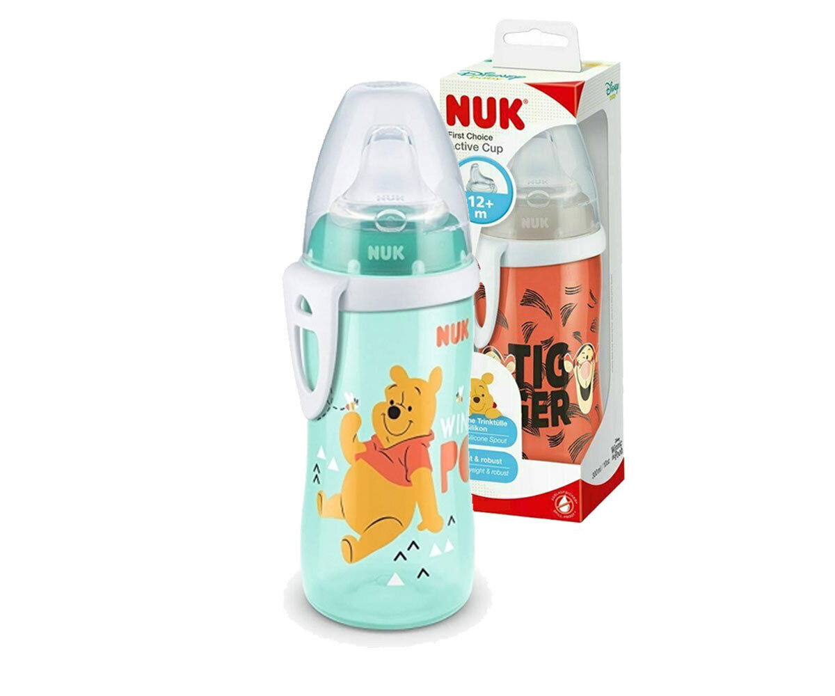 Neizlīstoša krūze ar silikona snīpi NUK First Choice Active Cup Disney, 12+ mēn. 300 ml cena un informācija | Bērnu pudelītes un to aksesuāri | 220.lv