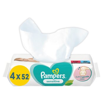 Салфетки Pampers Sensitive, 4x52 шт. цена и информация | Одноразовые пеленки и влажные салфетки | 220.lv