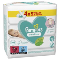 Салфетки Pampers Sensitive, 4x52 шт. цена и информация | Pampers Для ухода за младенцем | 220.lv