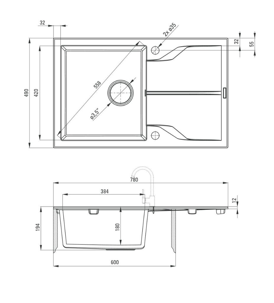 Deante granīta virtuves izlietne Deante Andante ZQN G113, Graphite цена и информация | Virtuves izlietnes | 220.lv