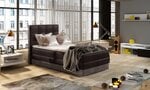Кровать NORE ASTER, 90x200 см, светло-коричневая/темно-коричневая эко кожа