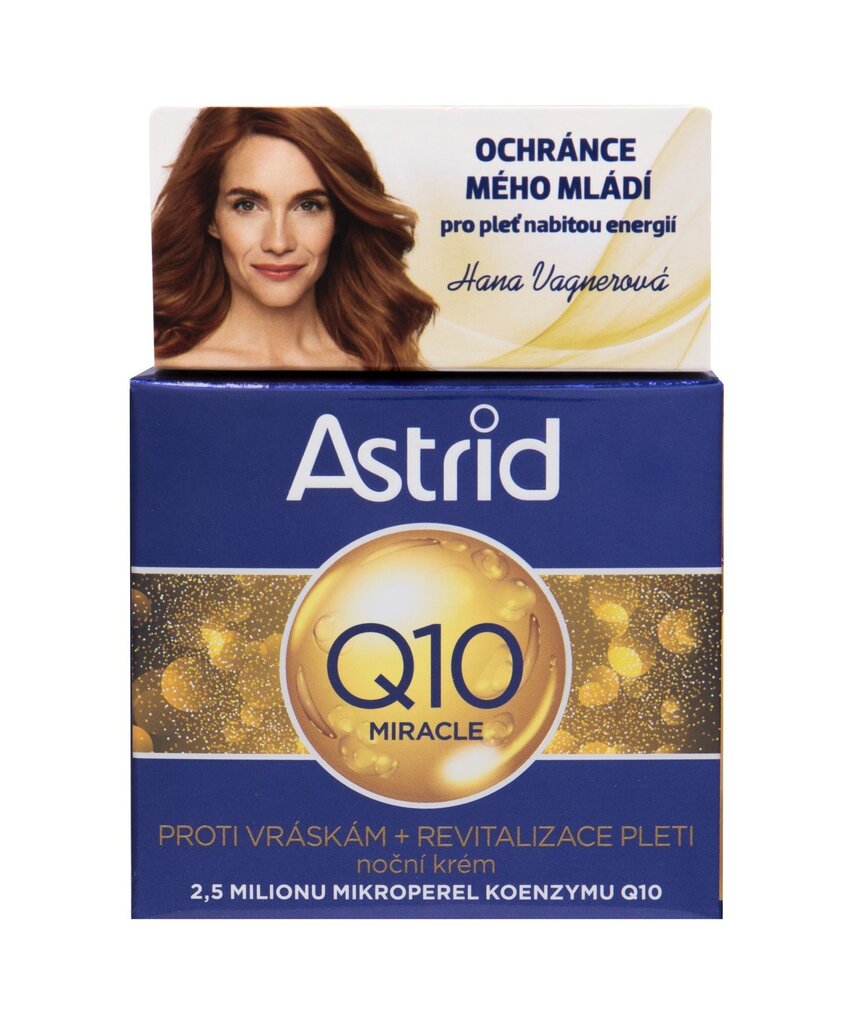 Barojošs nakts sejas krēms Astrid Q10 Miracle 50 ml cena un informācija | Sejas krēmi | 220.lv