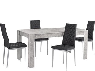 Комплект мебели для столовой Notio Living Lori 160/Barak, серый/черный цена и информация | Комплекты мебели для столовой | 220.lv