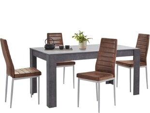 Комплект мебели для столовой Notio Living Lori 160/Kota, темно-серый/коричневый цена и информация | Комплекты мебели для столовой | 220.lv