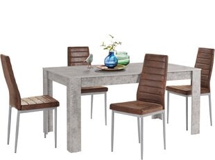 Комплект мебели для столовой Notio Living Lori 160/Kota, серый/коричневый цена и информация | Комплекты мебели для столовой | 220.lv