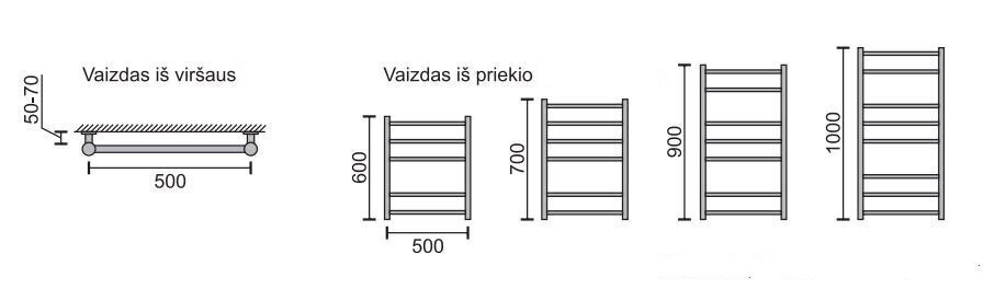 Dvieļu žāvētājs Rosela Viktorija 500x1000 mm, 500x700 mm, 360W cena un informācija | Dvieļu žāvētāji | 220.lv