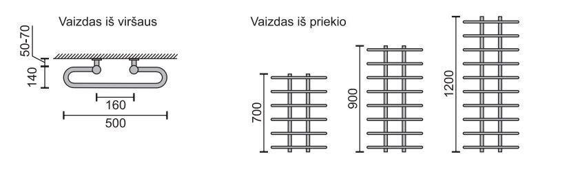 Dvieļu žāvētājs Rosela Gama, Matēts tērauds, 500x900 mm, 420W cena un informācija | Dvieļu žāvētāji | 220.lv