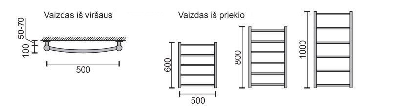 Dvieļu žāvētājs Rosela R, 500x800 mm, 400W cena un informācija | Dvieļu žāvētāji | 220.lv