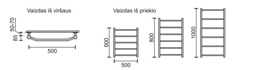 Dvieļu žāvētājs Rosela E, 500x800 mm, 400W цена и информация | Dvieļu žāvētāji | 220.lv