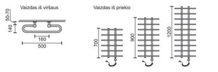 Elektriskais dvieļu žāvētājs Rosela Gama ar sildīšanas elementu, Pulēts tērauds, 500x1200 mm, 300W цена и информация | Полотенцесушители | 220.lv