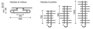 Elektriskais dvieļu žāvētājs Rosela Akord ar sildīšanas elementu, Matēts tērauds, 650x900 mm, 300W cena un informācija | Dvieļu žāvētāji | 220.lv