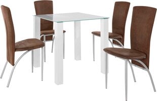 Комплект мебели для столовой Notio Living Norma / Nicky 80, белый / коричневый цена и информация | Комплекты мебели для столовой | 220.lv