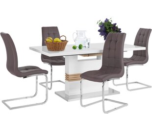 Комплект мебели для столовой Notio Living Pavlos 160 / Lola, белый / коричневый цена и информация | Комплекты мебели для столовой | 220.lv