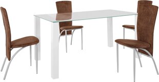 Комплект мебели для столовой Notio Living Norma / Nicky 160, белый / коричневый цена и информация | Комплекты мебели для столовой | 220.lv