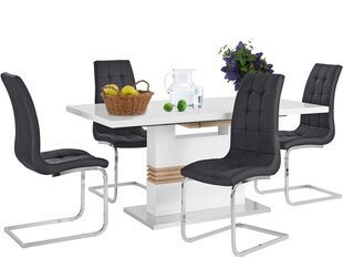 Комплект мебели для столовой Notio Living Pavlos 160/Lola, черный/белый цена и информация | Комплекты мебели для столовой | 220.lv