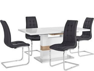 Комплект мебели для столовой Notio Living Pavlos 160/Lola, черный/белый цена и информация | Комплекты мебели для столовой | 220.lv