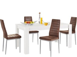 Комплект мебели для столовой Notio Living Lori 160/Kota, белый/коричневый цена и информация | Комплекты мебели для столовой | 220.lv