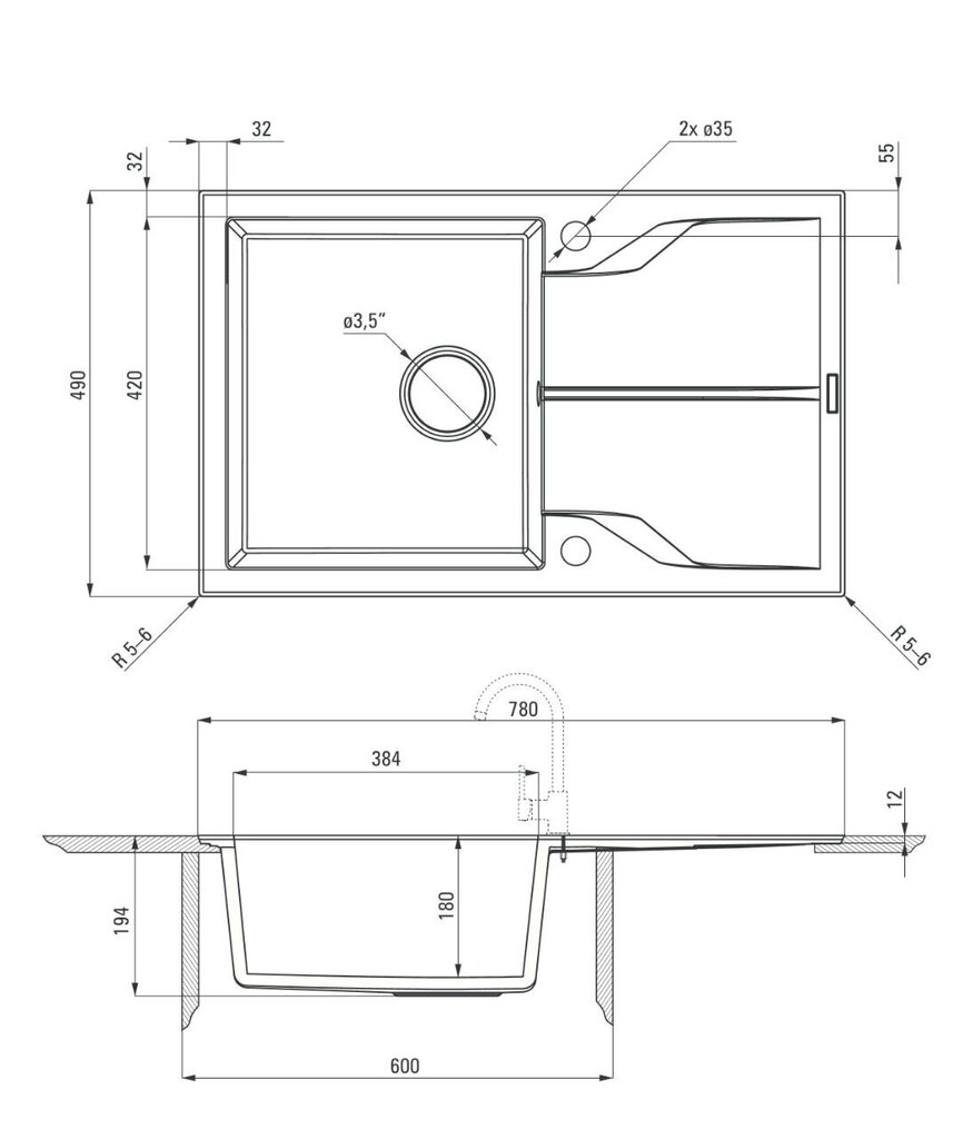 Deante granīta virtuves izlietne Deante Andante Flush ZQN G11F, Graphite cena un informācija | Virtuves izlietnes | 220.lv