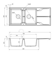 Deante granīta virtuves izlietne Deante Andante ZQN G213, Graphite cena un informācija | Virtuves izlietnes | 220.lv