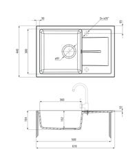 Deante granīta virtuves izlietne Deante Leda ZRD 2113, Graphite cena un informācija | Virtuves izlietnes | 220.lv