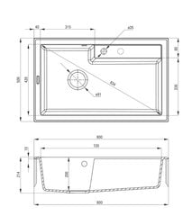 Deante granīta virtuves izlietne Deante Eridan ZQE A10B, Alabaster cena un informācija | Virtuves izlietnes | 220.lv