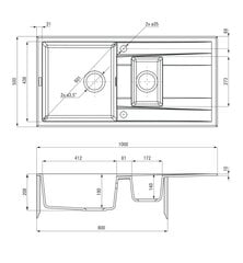 Deante granīta virtuves izlietne Deante Eridan ZQE S513, Metallic grey цена и информация | Раковины на кухню | 220.lv