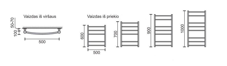 Dvieļu žāvētājs Rosela Sonata, 500x700 mm cena un informācija | Dvieļu žāvētāji | 220.lv