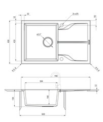 Deante гранитная кухонная мойка Deante Andante Flush ZQN S11F, Metallic grey цена и информация | Раковины на кухню | 220.lv