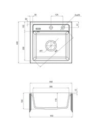 ГРАНИТНАЯ РАКОВИНА С СМЕСИТЕЛЕМ 1 ЧАША DEANTE GRAPHITE MATT ZORBA цена и информация | Раковины на кухню | 220.lv