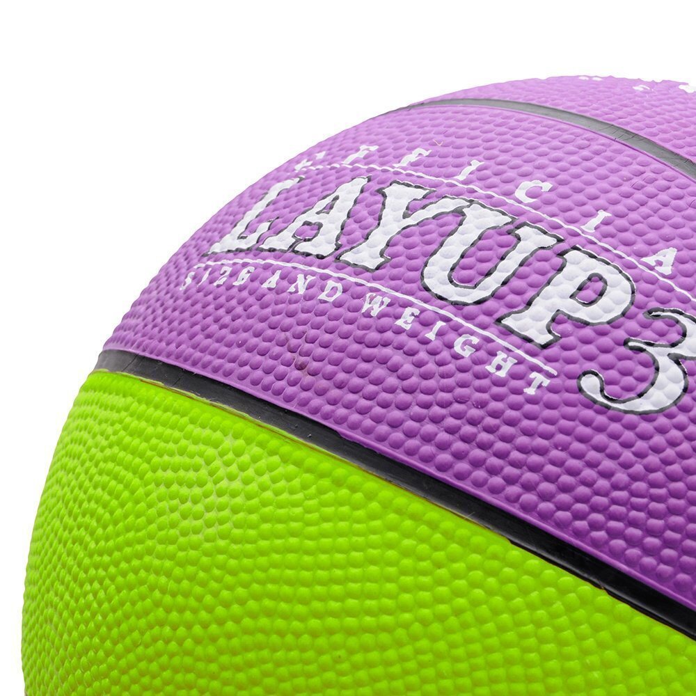 Basketbola bumba METEOR LAYUP, 3.izmērs, zaļa/violeta cena un informācija | Basketbola bumbas | 220.lv