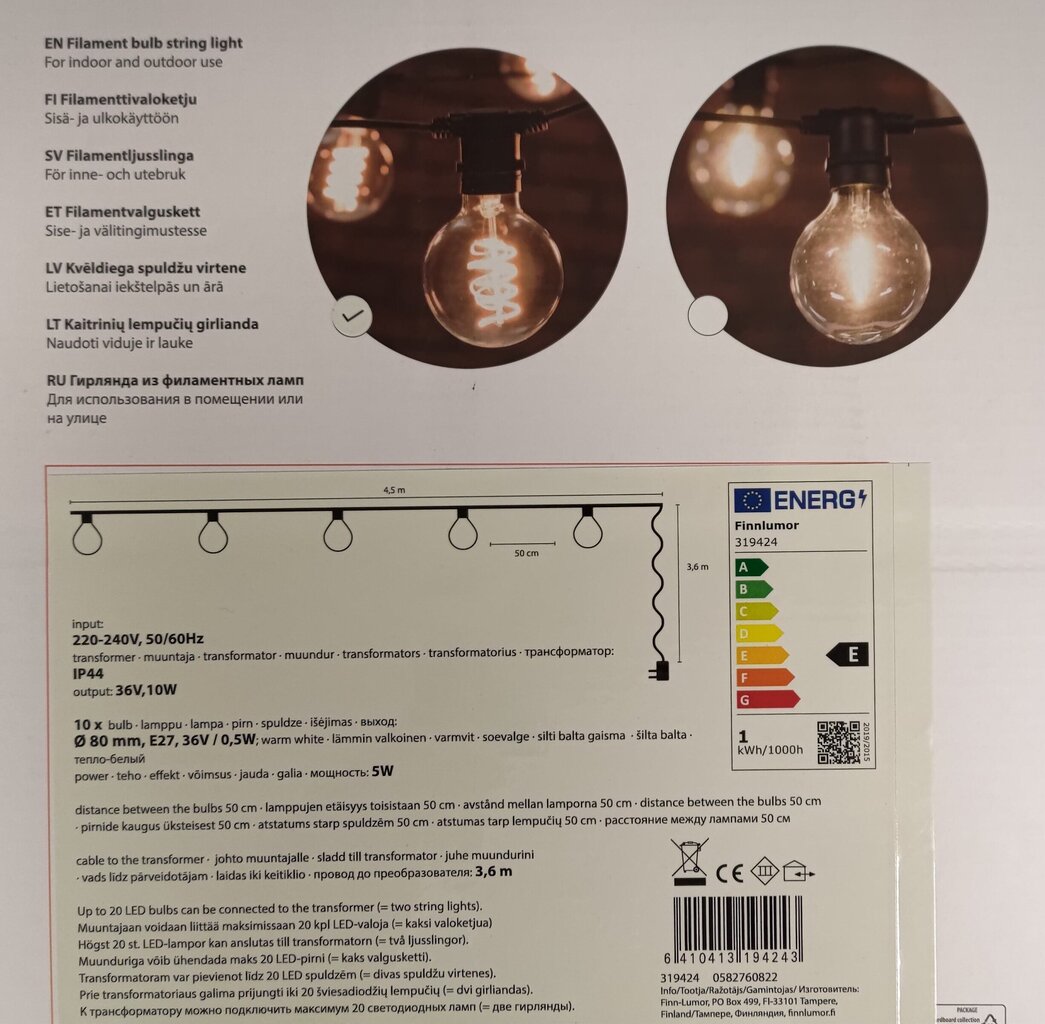 Finnlumor āra virtene, 10 gab. cena un informācija | Āra apgaismojums | 220.lv