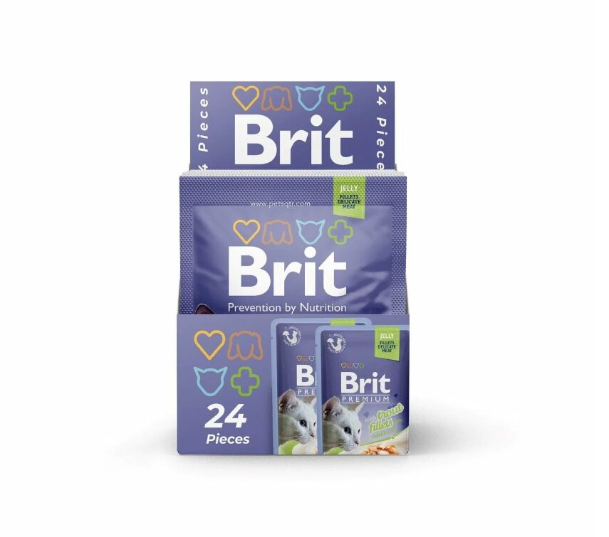 Brit Premium Cat Delicate konservi kaķiem maisiņā Trout in Jelly 85g x 24gab cena un informācija | Konservi kaķiem | 220.lv