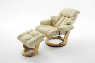 Кресло с пуфом Calgary, кремовое/песочное цена и информация | Кресла для отдыха | 220.lv